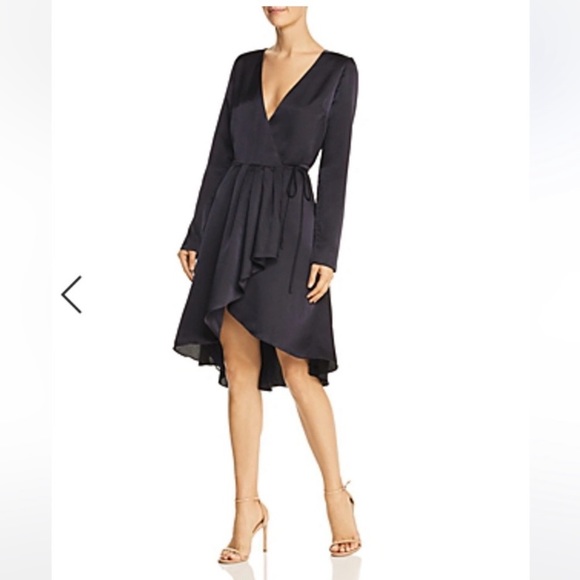 NWT Joie midnight navy blue wrap dress with flounce hem. Size M. - Picture 3 of 7